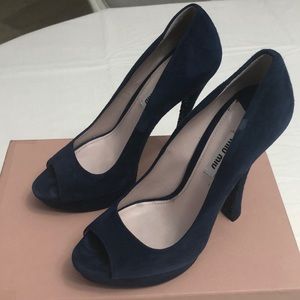Miu Miu navy suede heels with glitter sole size 8
